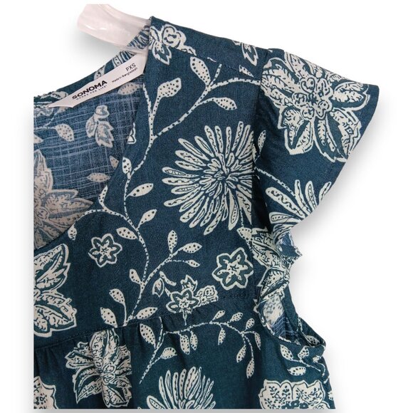 SONOMA- Women's Top-Green-White Floral-Tank-SIZE PXS-Light-Casual-Comfort - Picture 4 of 13